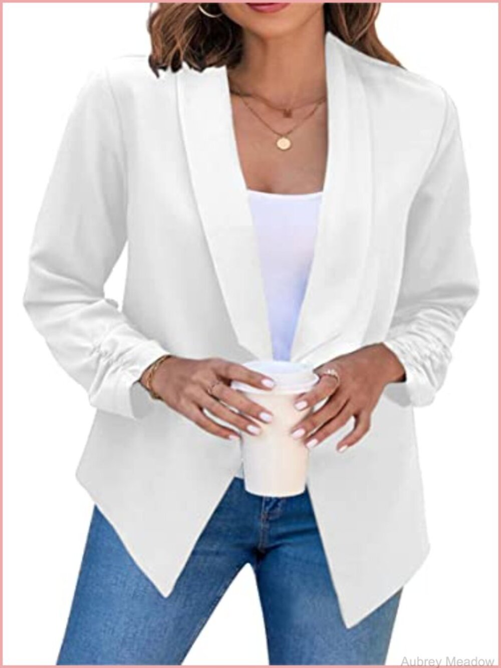 Women's Long Sleeve Open Front Blazer Business Lightweight Solid Color